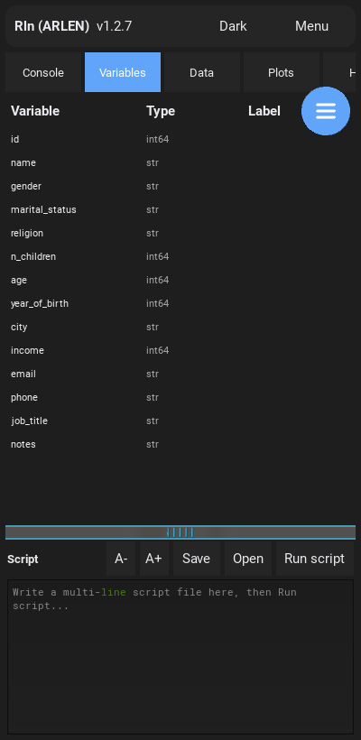 Variables browser